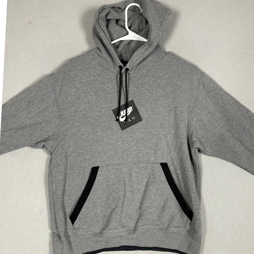 Nike Jordan Hoodie Mens Small Jumpman Air Grey Black Graphic Pullover Sweatshirt